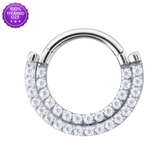 Piercing Argola Dupla de Titânio G23 com Zircônias nas Laterais