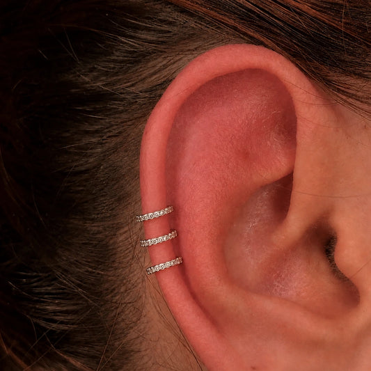 Piercing Argola Trio Mid Helix de Titânio com Zircônia Externa