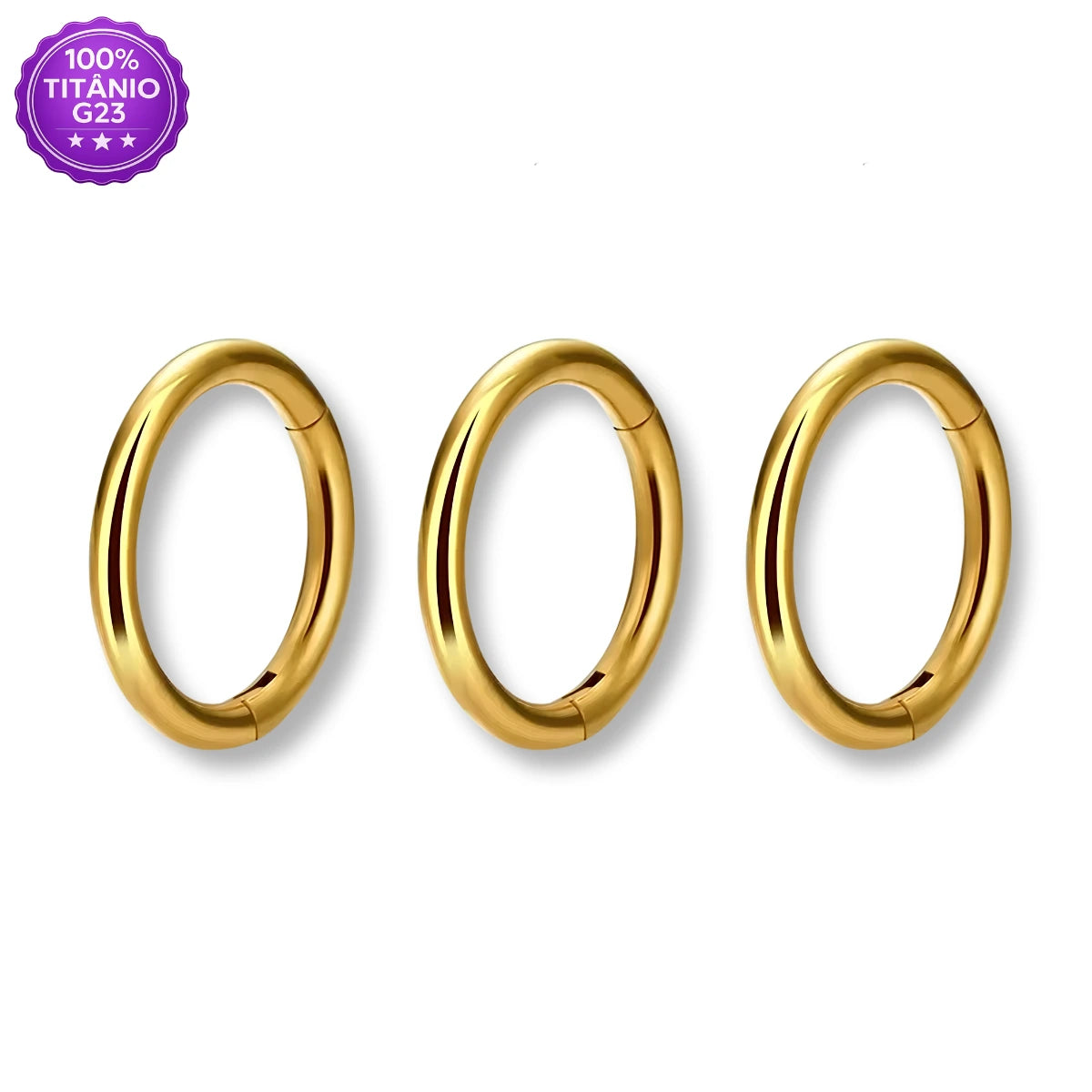 Piercing Argola Trio Mid Helix de Titânio Lisa