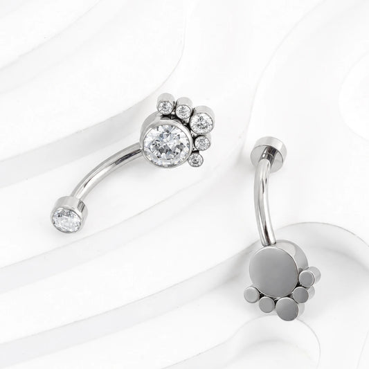 Piercing Banana Bell de Titânio G23 com 7 Zircônias