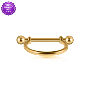 Barbell reto de titânio G23 com arco liso dourado