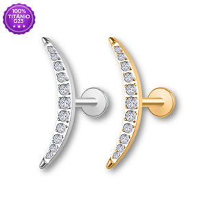 Piercing Labret Curvo Titânio G23 com 11 zircônias
