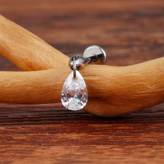 Piercing Labret de Titânio com Pingente de Zircônia