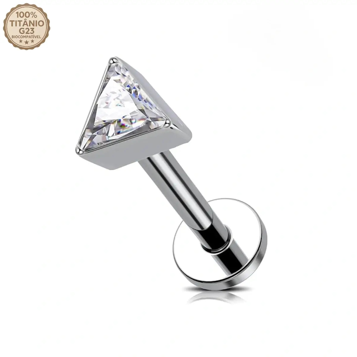 Piercing Labret de Titânio Triângulo em Zircônia