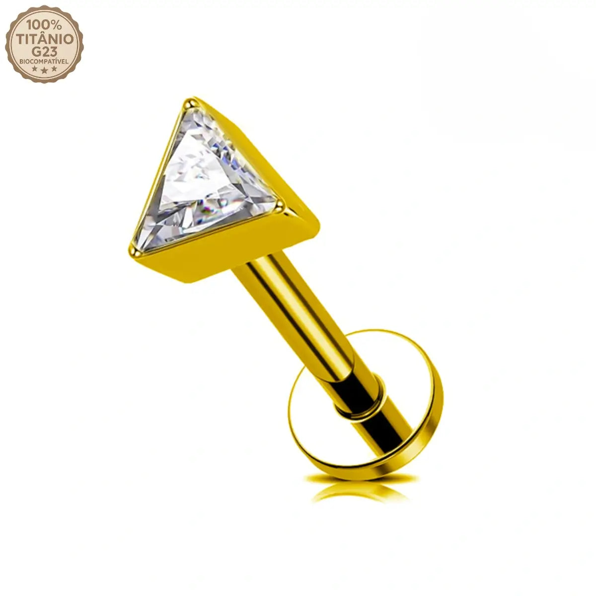 Piercing Labret de Titânio Triângulo em Zircônia