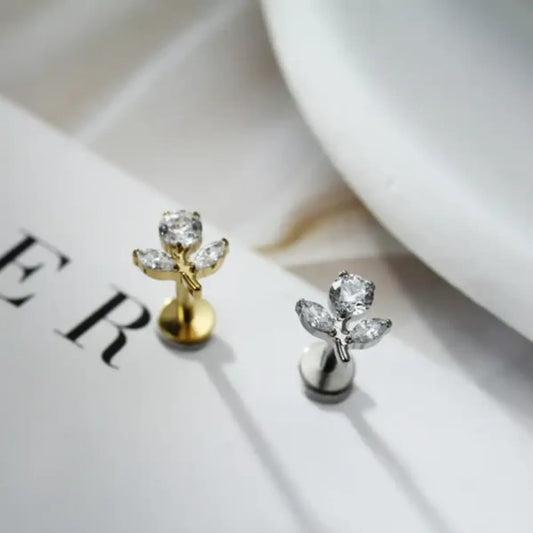Piercing Labret de Titânio Tulipa em Zircônia