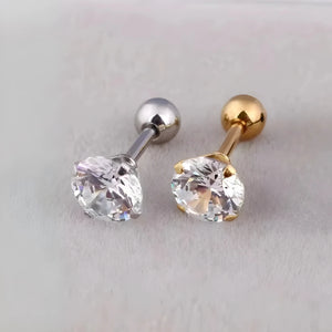 Piercing microbell em Titânio G23 prateado e dourado com zircônia cravada
