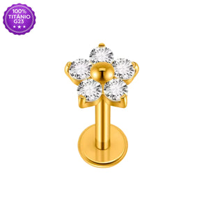 Piercing Mid Helix Mini Flor dourado em Titânio G23