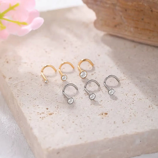 Piercing Nostril de Titânio com Zircônia