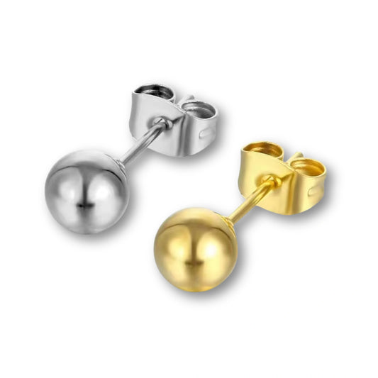 Brinco Bolinha em Aço Cirúrgico 316L com Tarraxa Borboleta