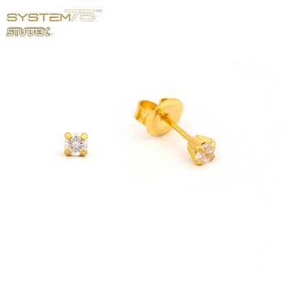 Brinco Ponto de Luz System75 Zircônia Dourada 4mm