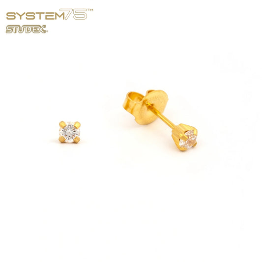 Brinco Ponto de Luz System75 Zircônia Dourada 4mm