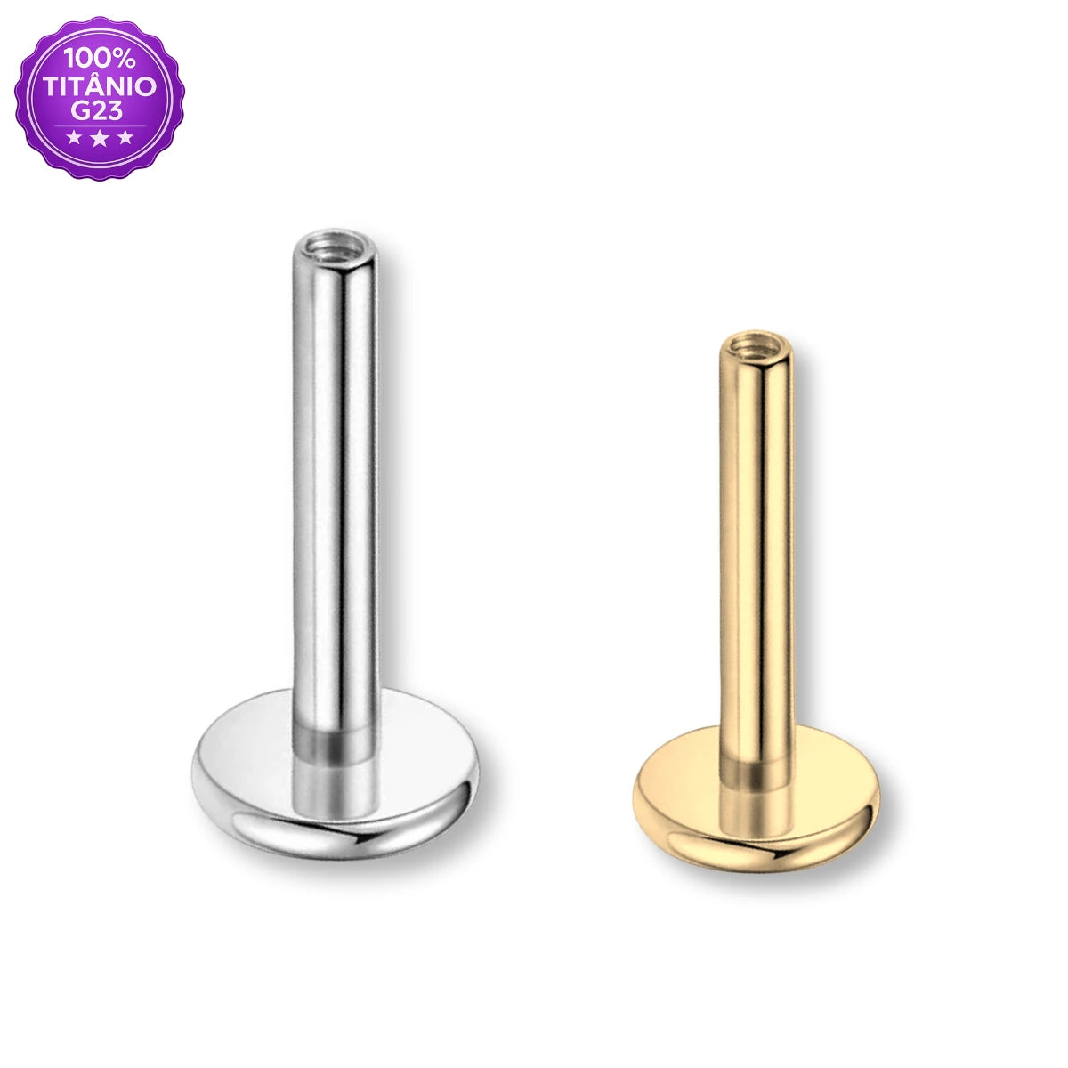 Haste Labret de Titânio G23 Rosca Interna – Peça Avulsa para Piercing