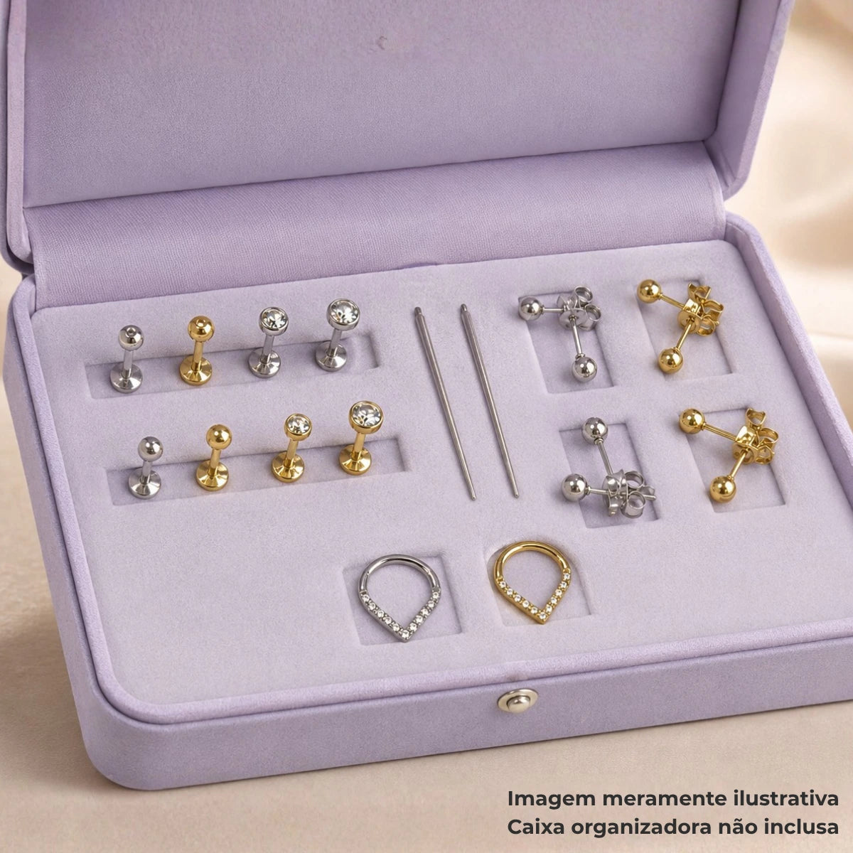 Kit Básico Inicial 100% Titânio G23 para Furo Humanizado e Piercing Profissional