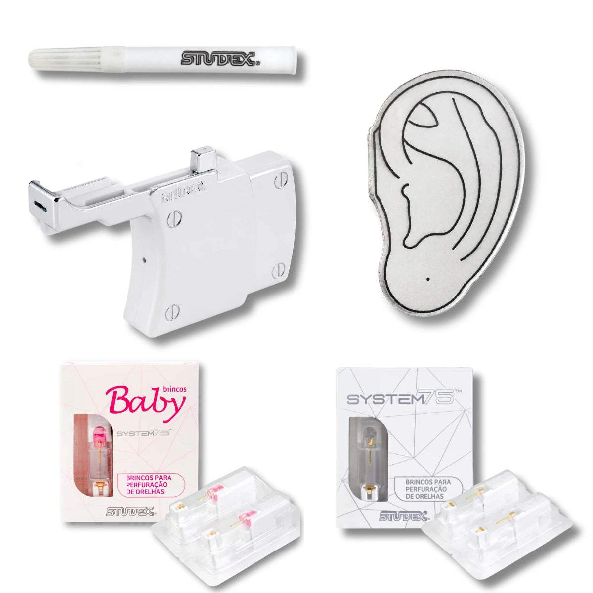 Kit Primeiro Furo Profissional com Studex System75 + Orelha PRO