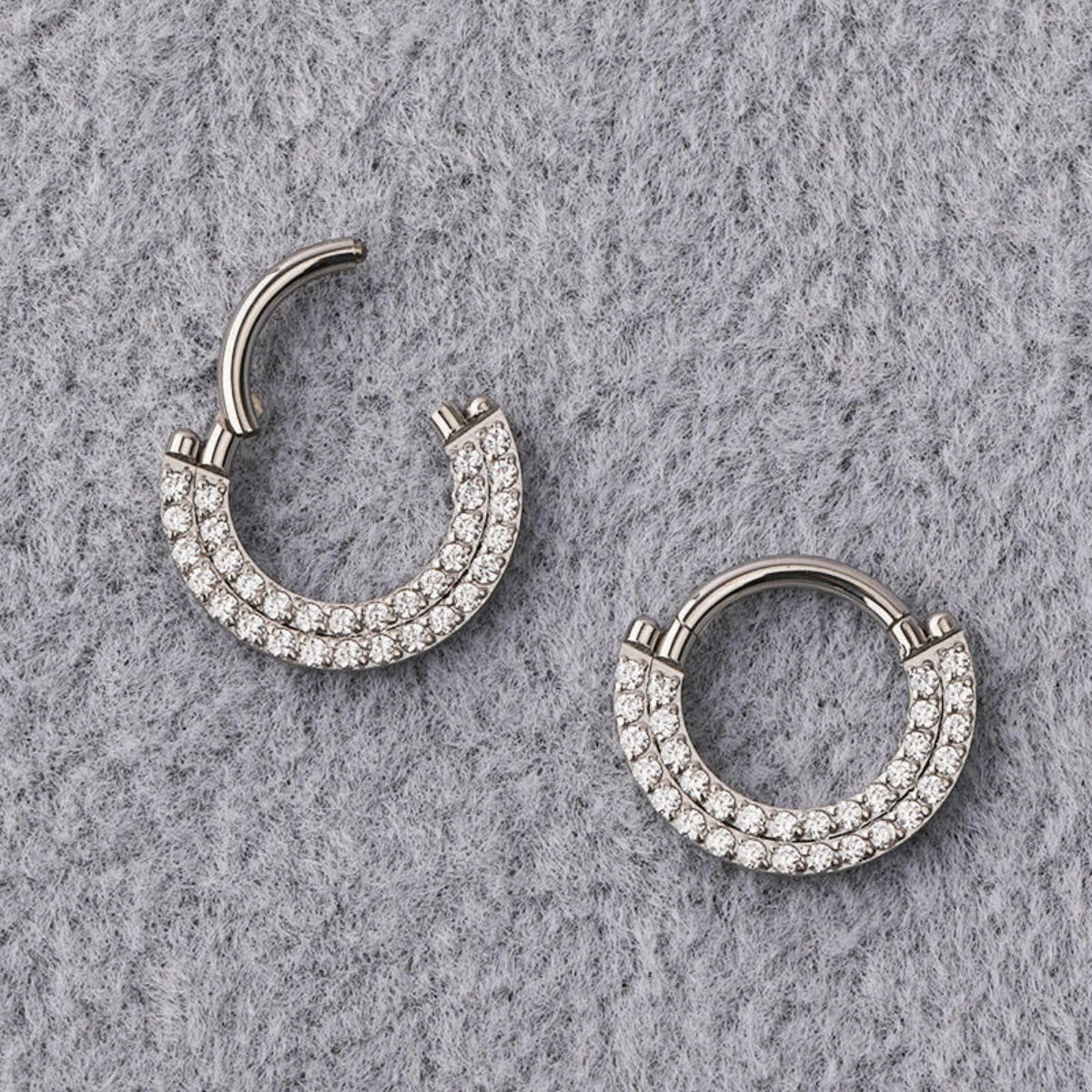 Piercing Argola Dupla Titânio G23 com Zircônias Laterais