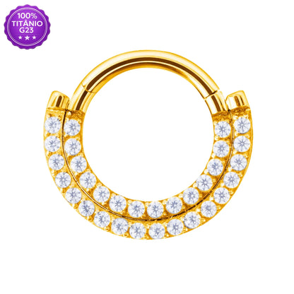 Piercing Argola Dupla de Titânio G23 com Zircônias nas Laterais