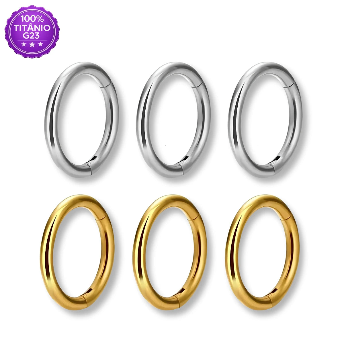 Piercing Argola Trio Mid Helix de Titânio Lisa
