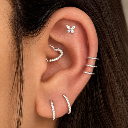 Piercing Argola Trio Mid Helix de Titânio Lisa