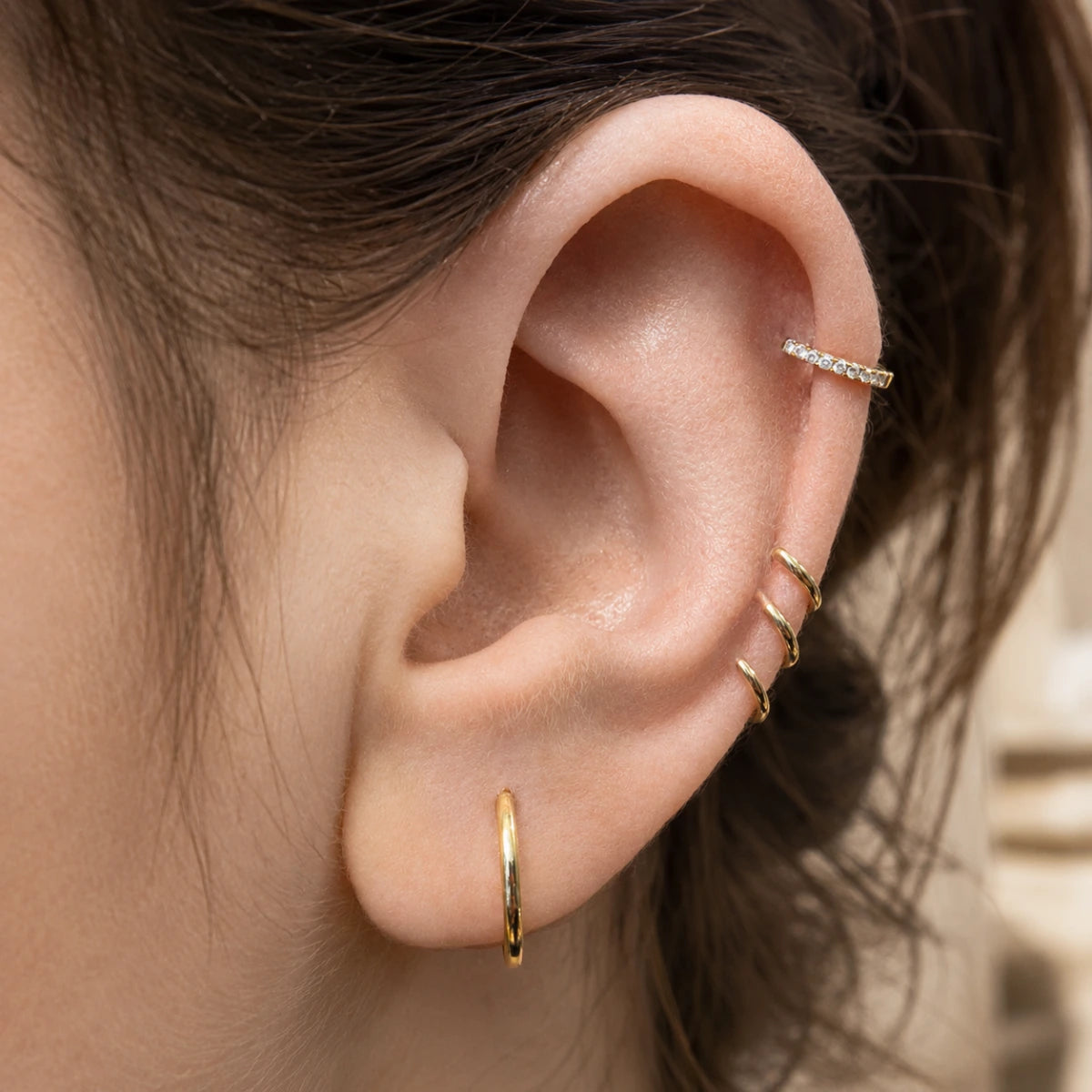 Piercing Argola Trio Mid Helix de Titânio Lisa