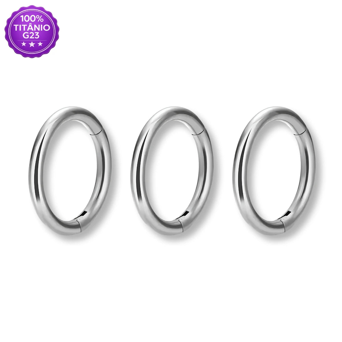 Piercing Argola Trio Mid Helix de Titânio Lisa