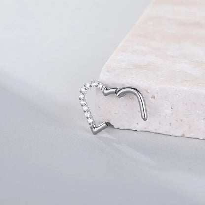 Piercing Argola de Titânio Coração com Zircônia