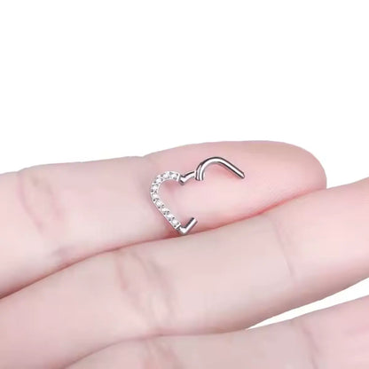 Piercing Argola de Titânio Coração com Zircônia