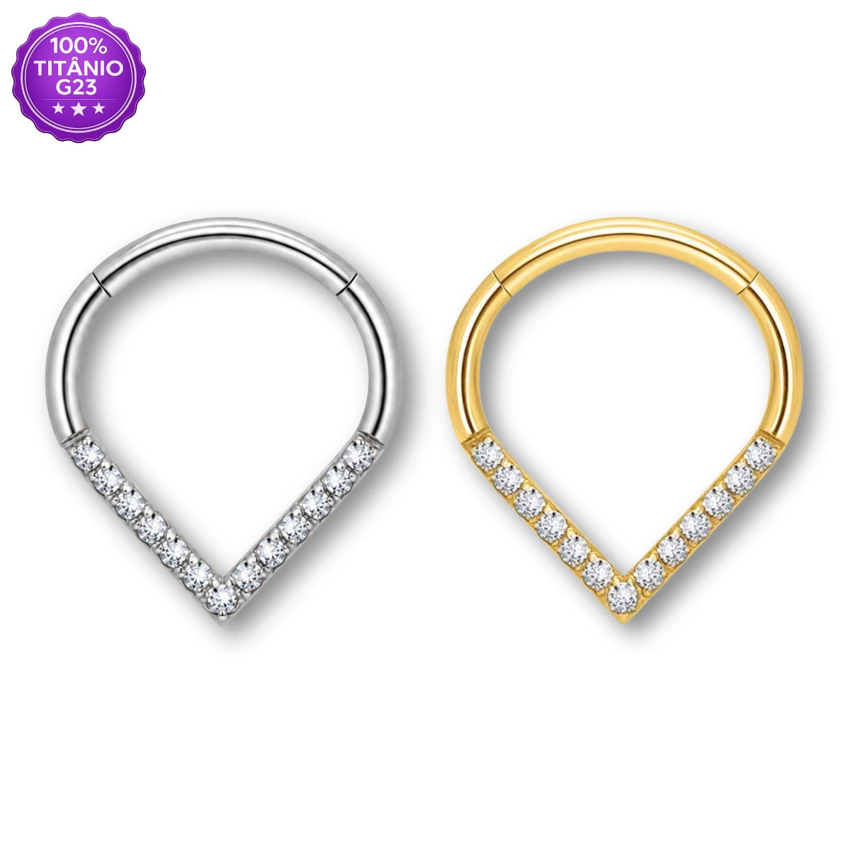 Piercing Argola de Titânio com Ponta em Zircônia
