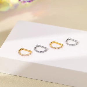 Conjunto de piercings argola reta de titânio nos acabamentos dourado e prateado