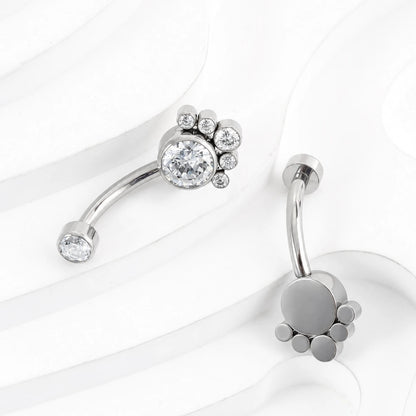 Piercing Banana Bell de Titânio G23 com 7 Zircônias