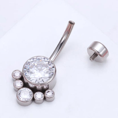 Piercing Banana Bell de Titânio G23 com 7 Zircônias