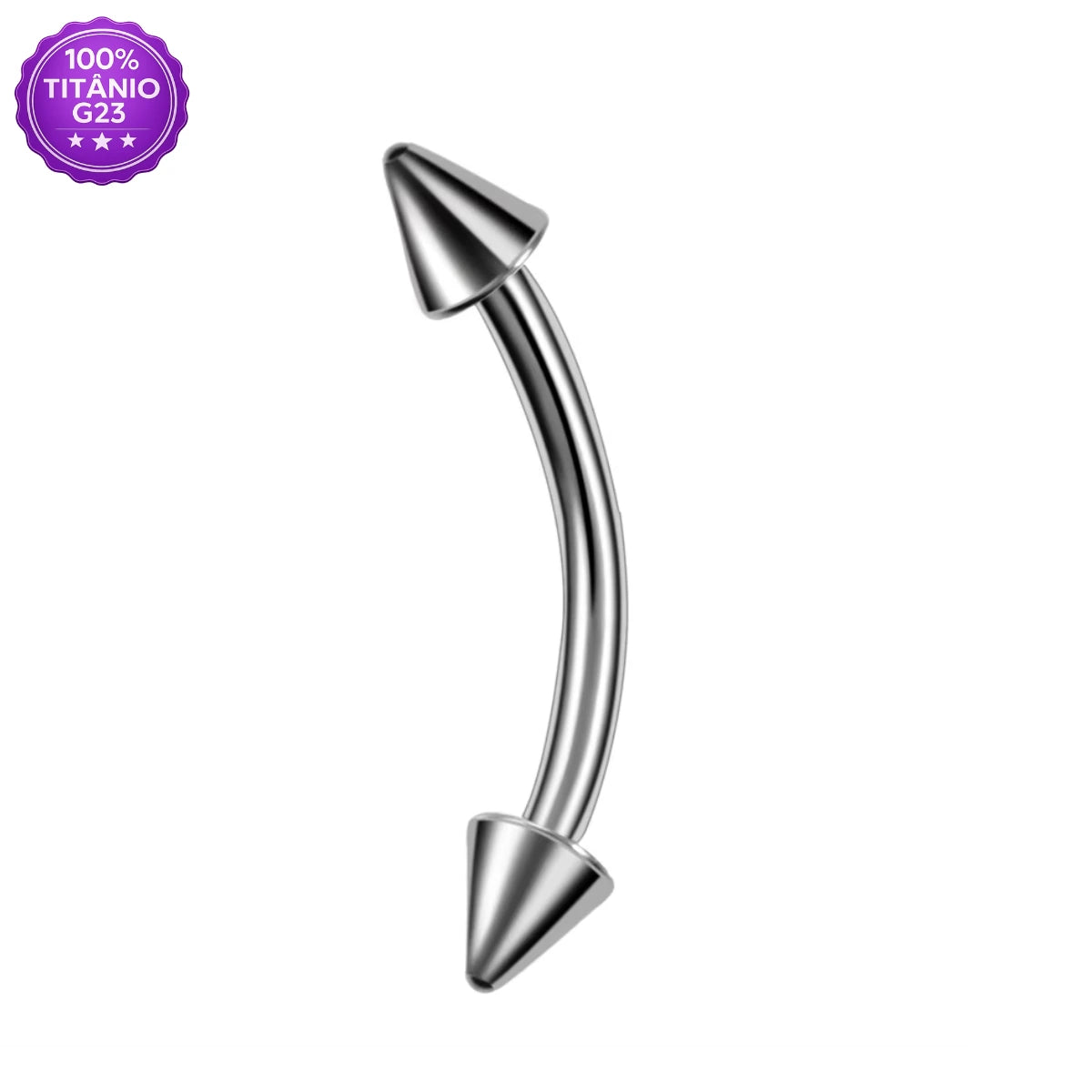 Piercing Barbell Curvo de Titânio Spikes