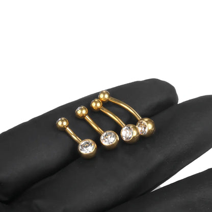Piercing Curvo de Titânio Estilo Banana com Zircônia Redonda