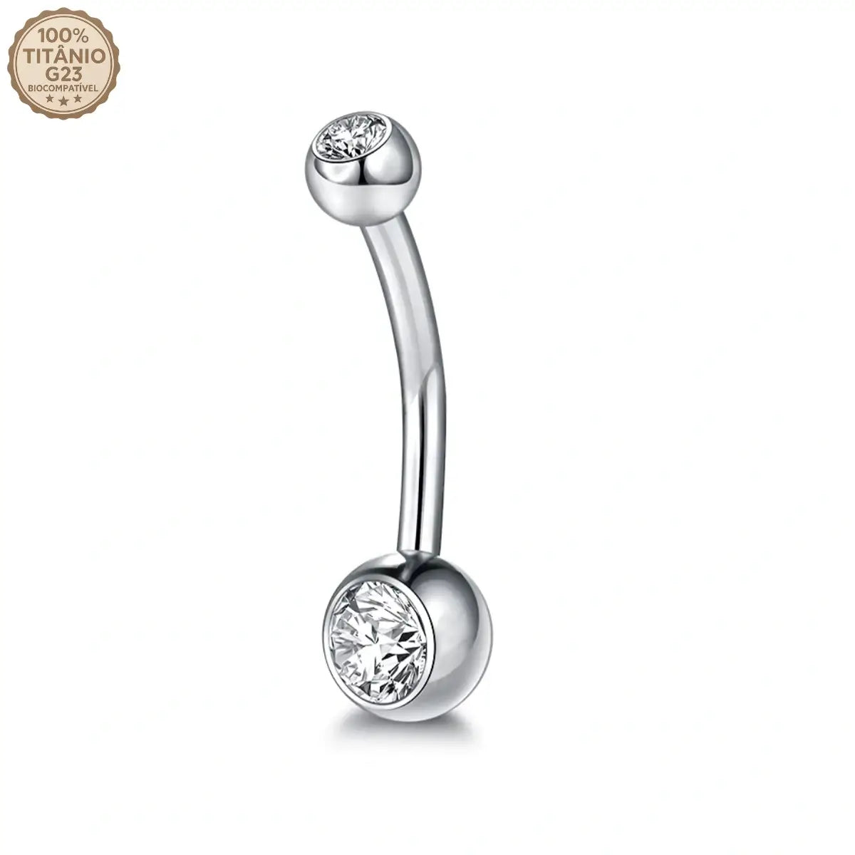 Piercing Curvo de Titânio Estilo Banana com Zircônia Redonda