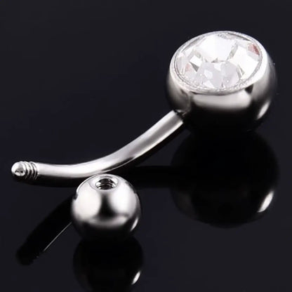 Piercing Curvo de Titânio Estilo Banana com Zircônia Redonda