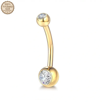 Piercing Curvo de Titânio Estilo Banana com Zircônia Redonda