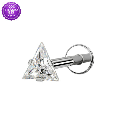 Piercing Labret Push Pin de Titânio G23 com Pedra de Zircônia em Formato