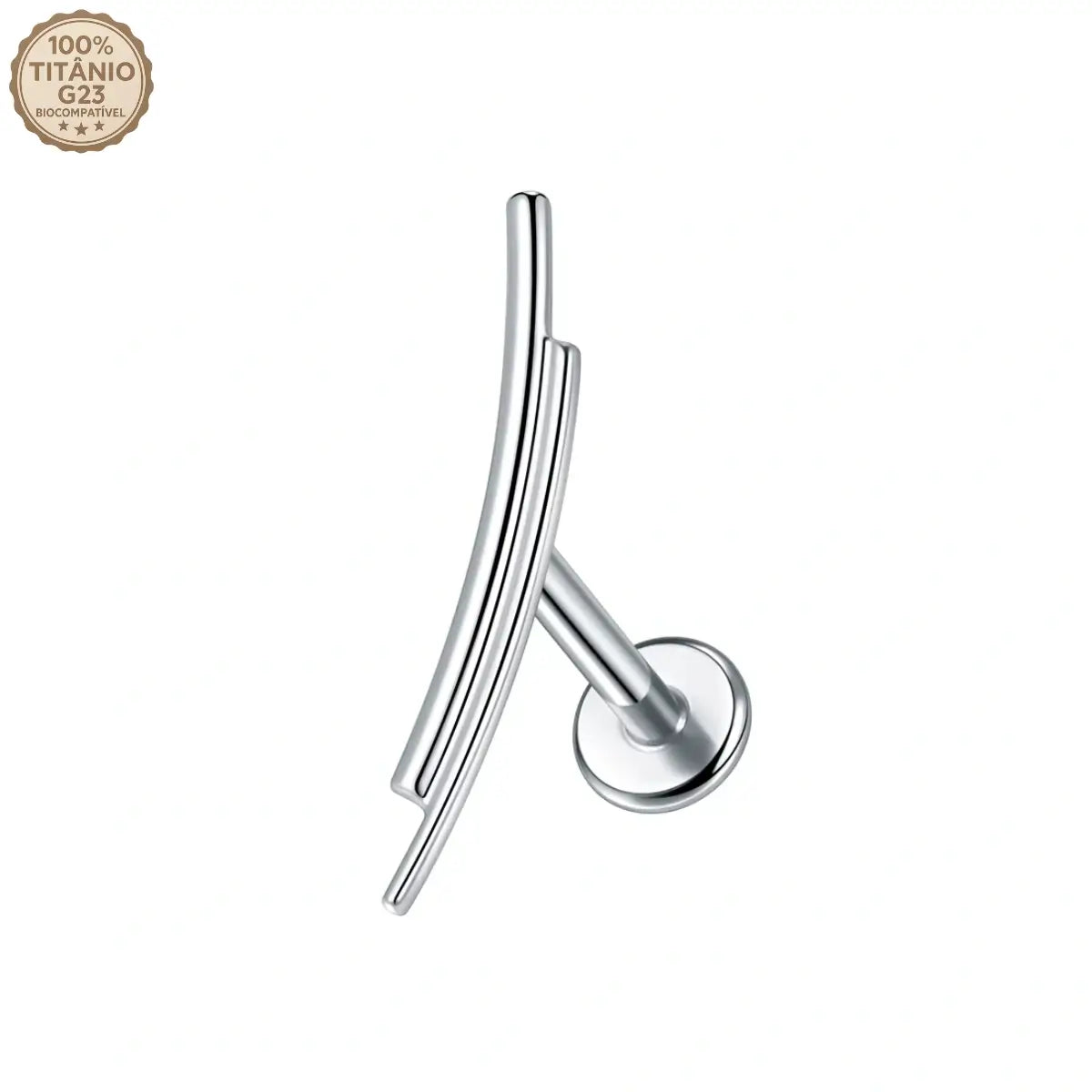 Piercing Labret de Titânio 2 Barras