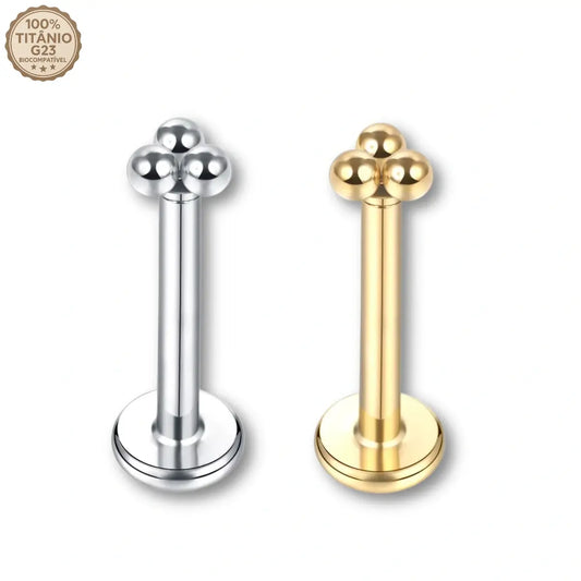 Piercing Labret de Titânio com 3 Bolinhas