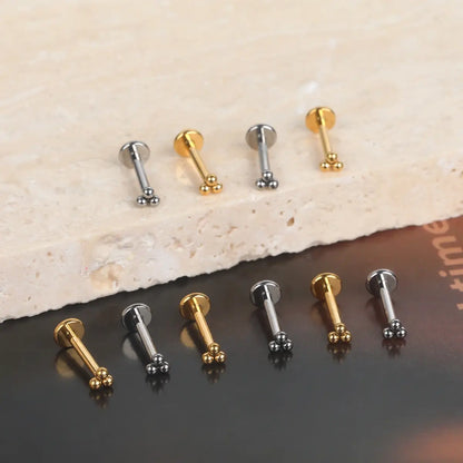Piercing Labret de Titânio com 3 Bolinhas