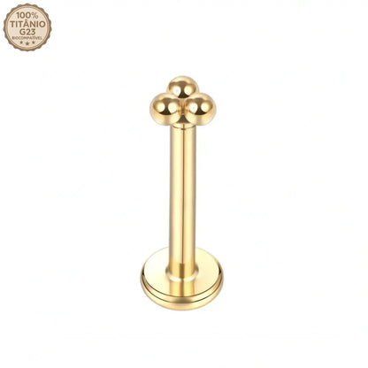 Piercing Labret de Titânio com 3 Bolinhas