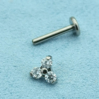 Piercing Labret de Titânio 3 Pontos em Zircônia