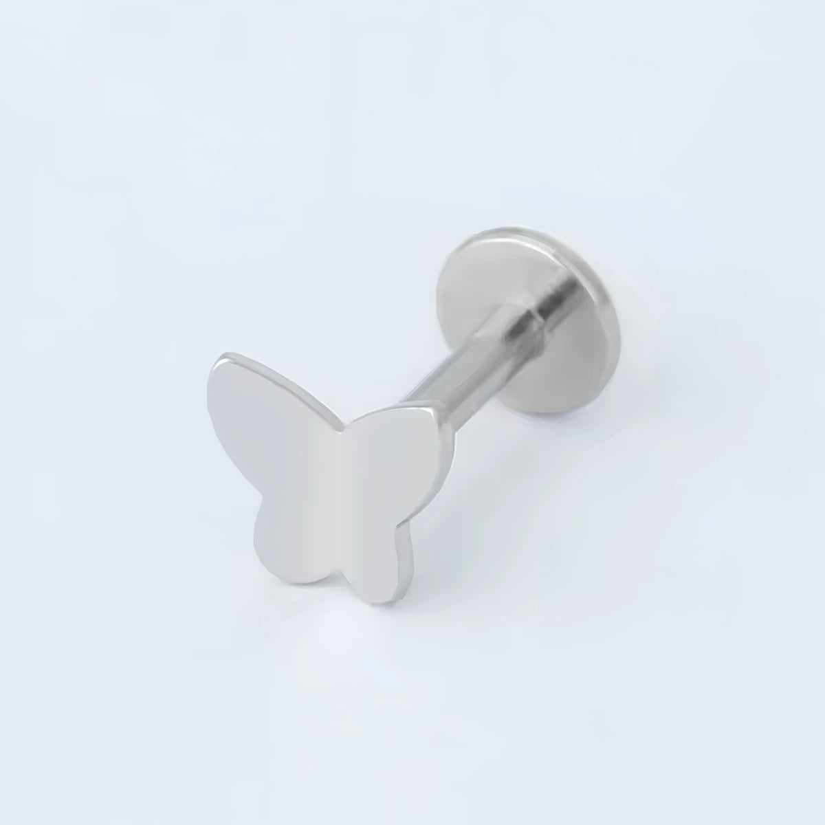 Piercing Labret de Titânio G23 Borboleta Metálica Lisa
