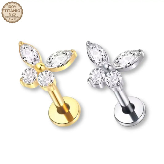 Piercing Labret de Titânio Borboleta em Zircônia