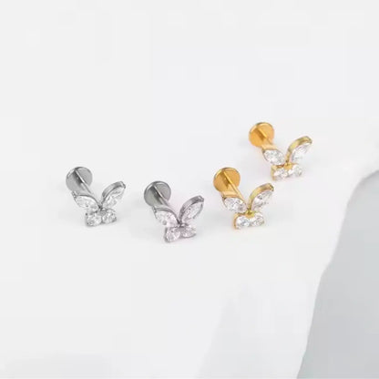 Piercing Labret de Titânio Borboleta em Zircônia