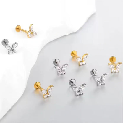 Piercing Labret de Titânio Borboleta em Zircônia