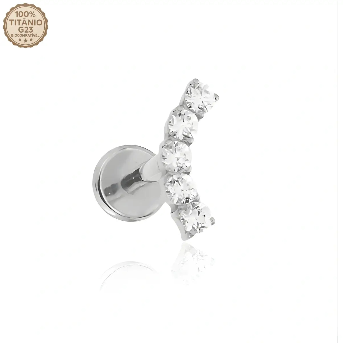 Piercing Labret de Titânio Cluster com 5 Zircônias Quadradas