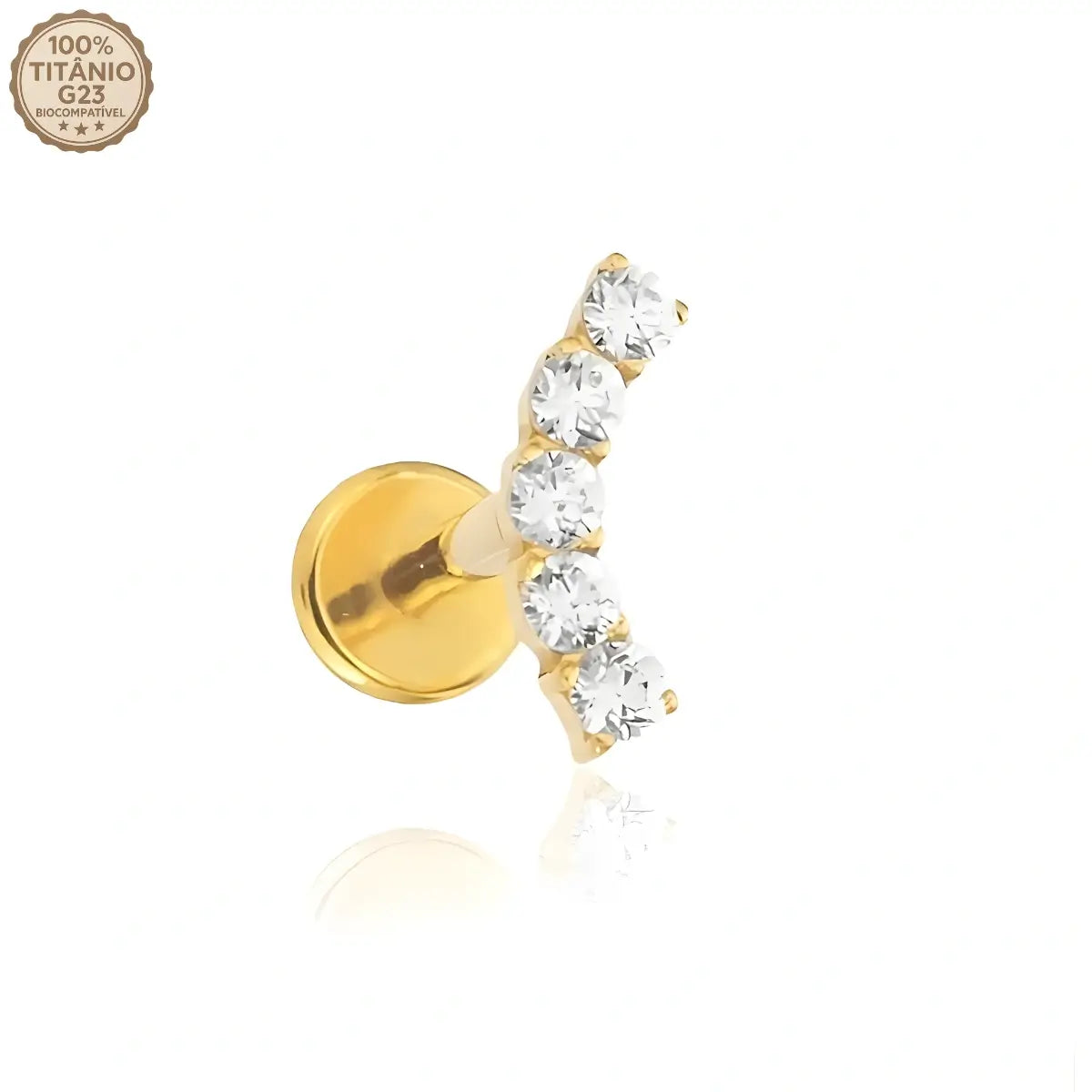 Piercing Labret de Titânio Cluster com 5 Zircônias Quadradas