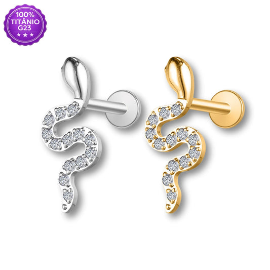 Piercing Labret de Titânio Cobra com Zircônia