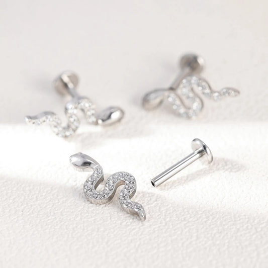Piercing Labret de Titânio Cobra com Zircônia